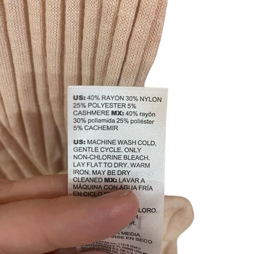 WHBM NWT ribbed mock neck cashmere blend long sleeve color Heather rose smoke XL - Picture 6 of 7